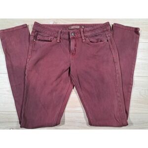 REUSE Jeans Womens 30x34 Burgundy Recycled Cotton Low Rise Skinny‎ Leg Denim